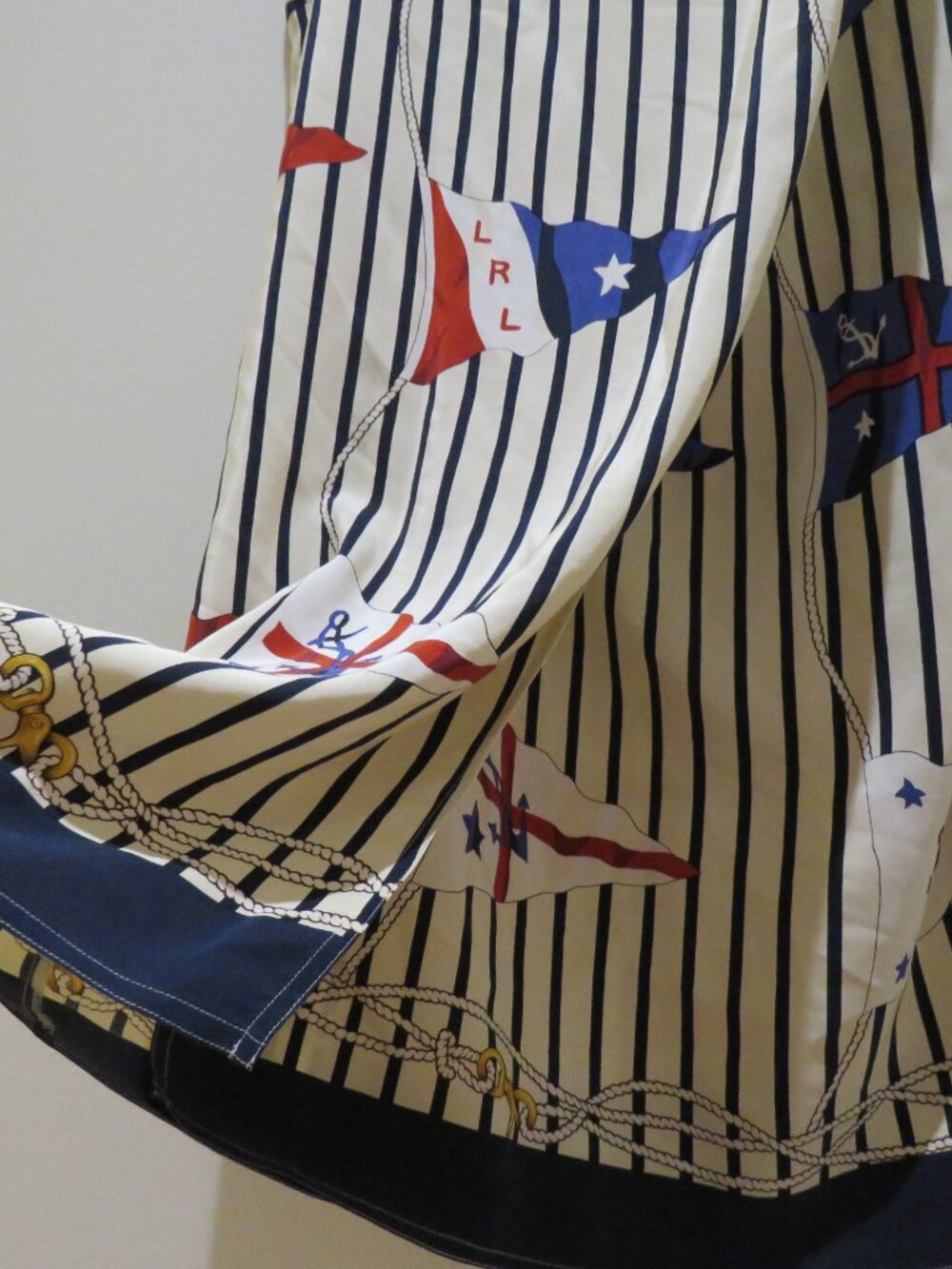 VINTAGE LAUREN RALPH LAUREN Silk Nautical Flag Wrap Skirt US 16 Coastal Preppy - Picture 9 of 14